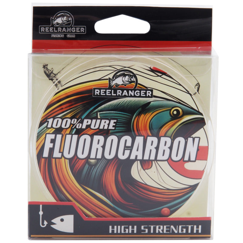 REELRANGER 100% Fluorocarbon Fishing line, Fishing Leader, Extreme Clarity, Fast Sinking, Shock Resistant, Ultra-Low Visibility, High Abrasion Resistance.