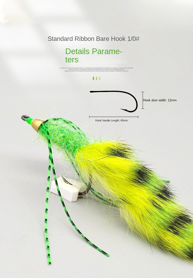 Tiger Striped Bristle Lure with Fly Hook Lure Bait Imitation Bait Fishing Gear Bait Fly Hook