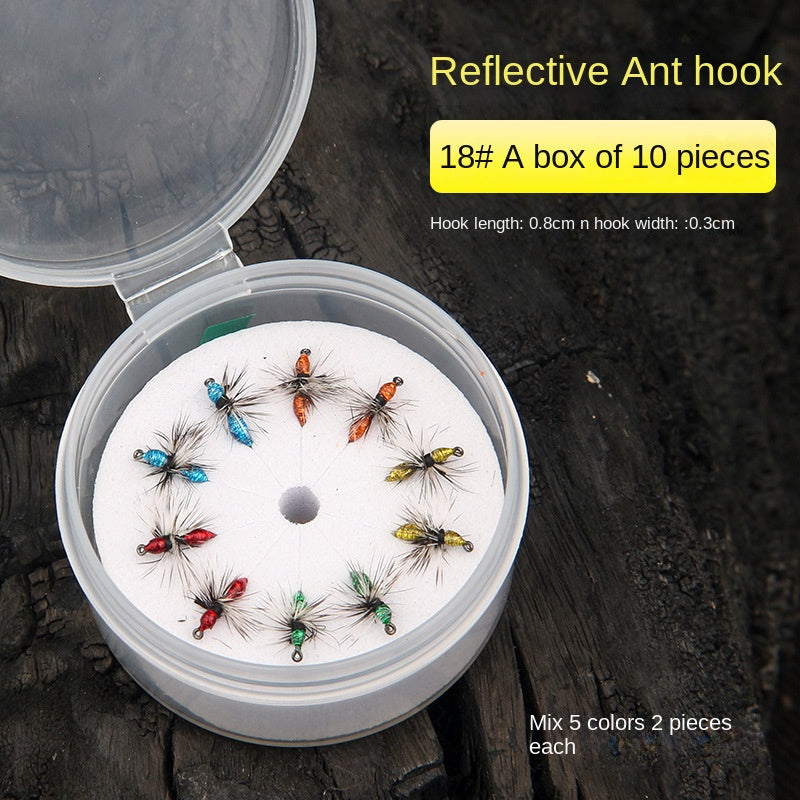 Griffith Reflective Ant Fly Fishing Hook Feather Lure Poison Ant Horse Mouth White Strip Micro Handmade Set Lure Bait