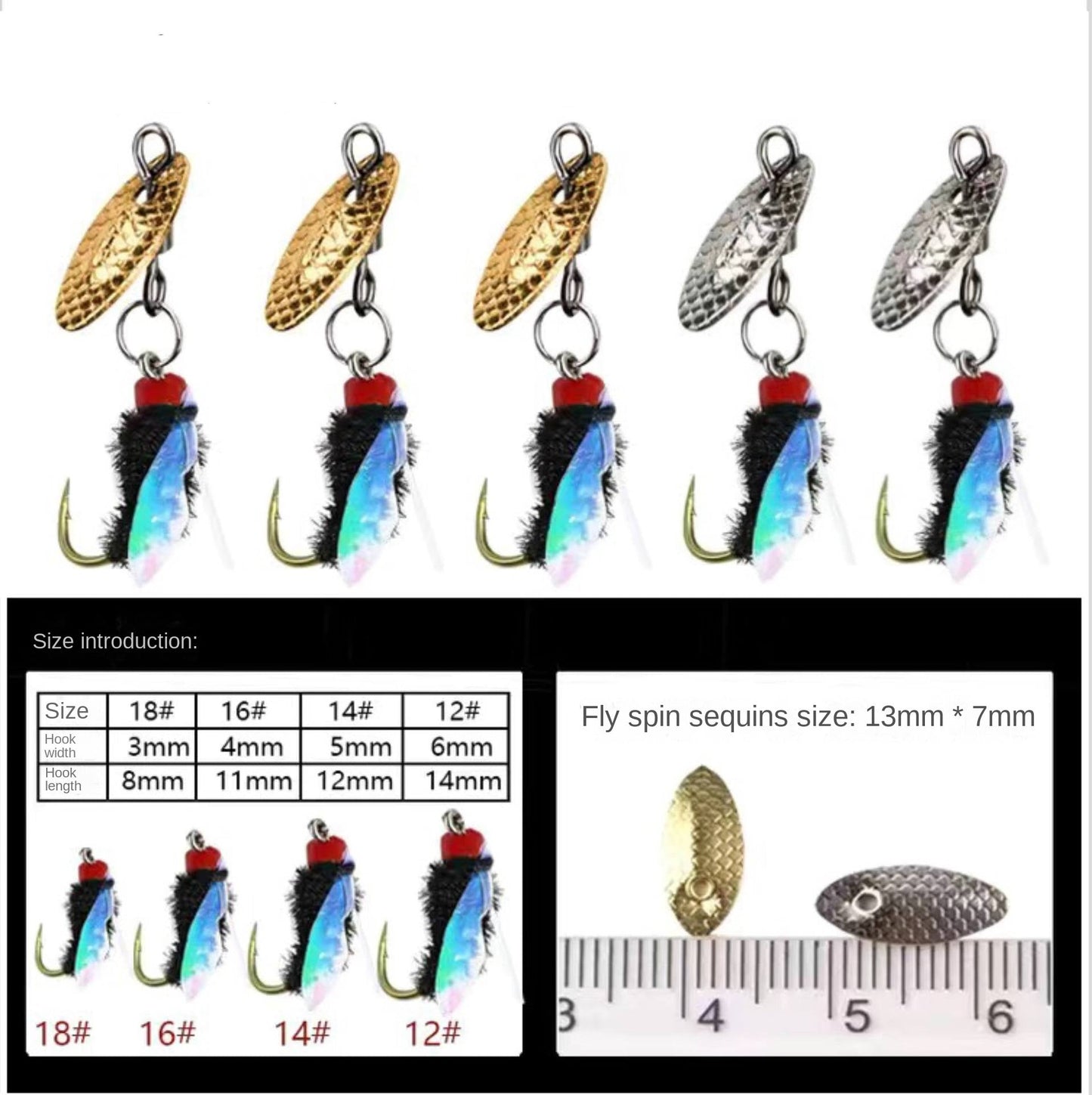 Poisonous Mosquito Fly Hook Double Hook Modified Spinning Lure Spinnerbait Shiner Bait Set for Horse Mouth White Strip Small Spinning Fake Bait