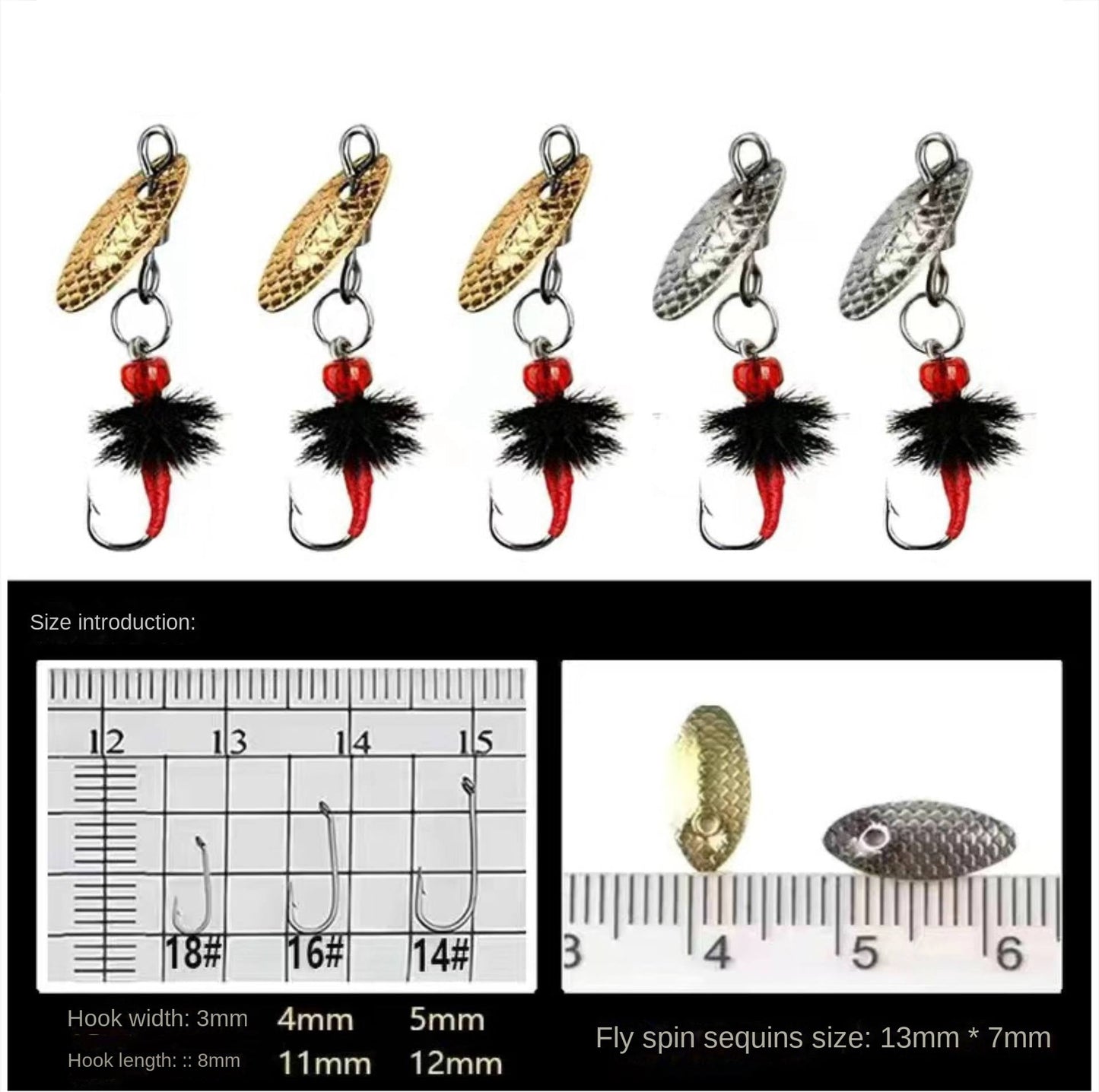 Poisonous Mosquito Fly Hook Double Hook Modified Spinning Lure Spinnerbait Shiner Bait Set for Horse Mouth White Strip Small Spinning Fake Bait