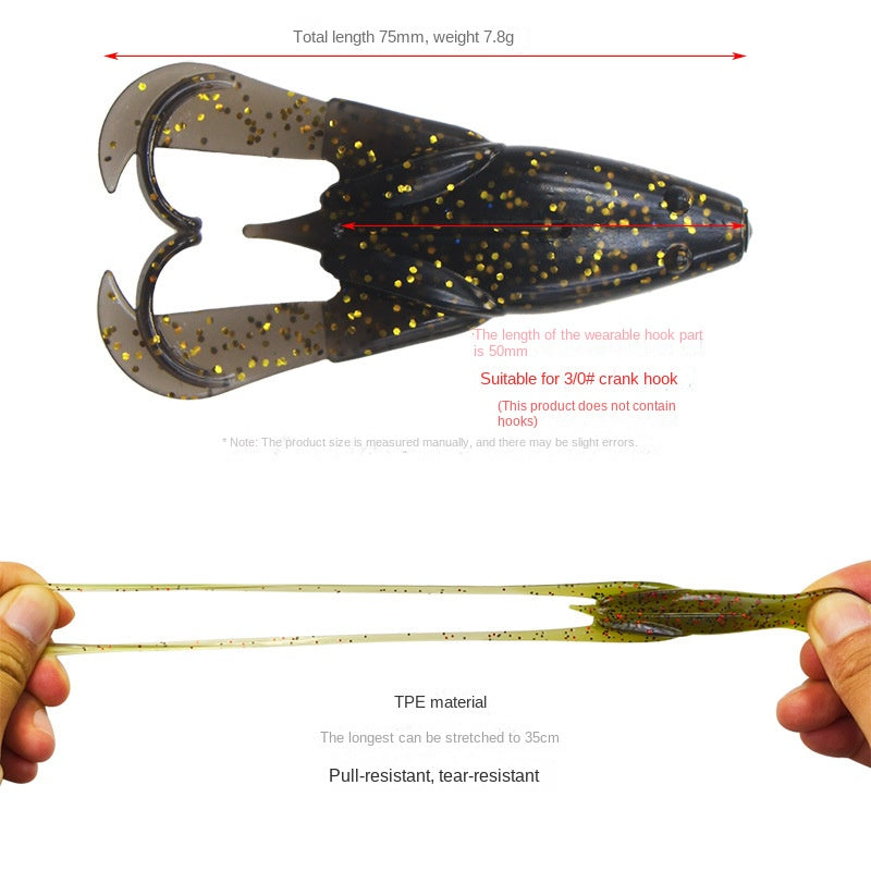 Cross-Border Ring Bead Floating Frog Lure Soft Bait Surface Frog 75mm 7.8g for Black Bass and Topmouth Culter