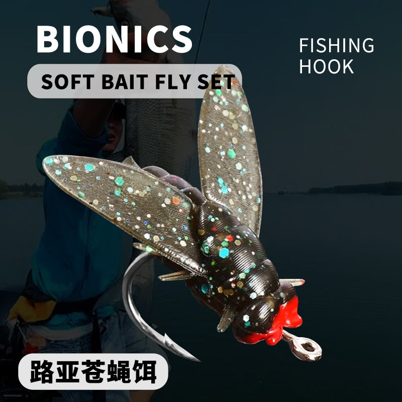 Cross-Border Lure Bionic Fly Fishing Bait with Wings Insect Fake Bait for Fish Species like Bream, Whitefish, Topmouth Culter, and Bass