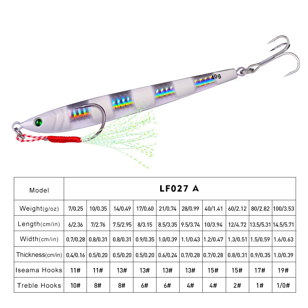 Brand Sea Fishing Metal Fish Lead Luya Bait 5 Color Hook Iron Plate Lure Luminous Lure Superbait Fishing Gear Wholesale