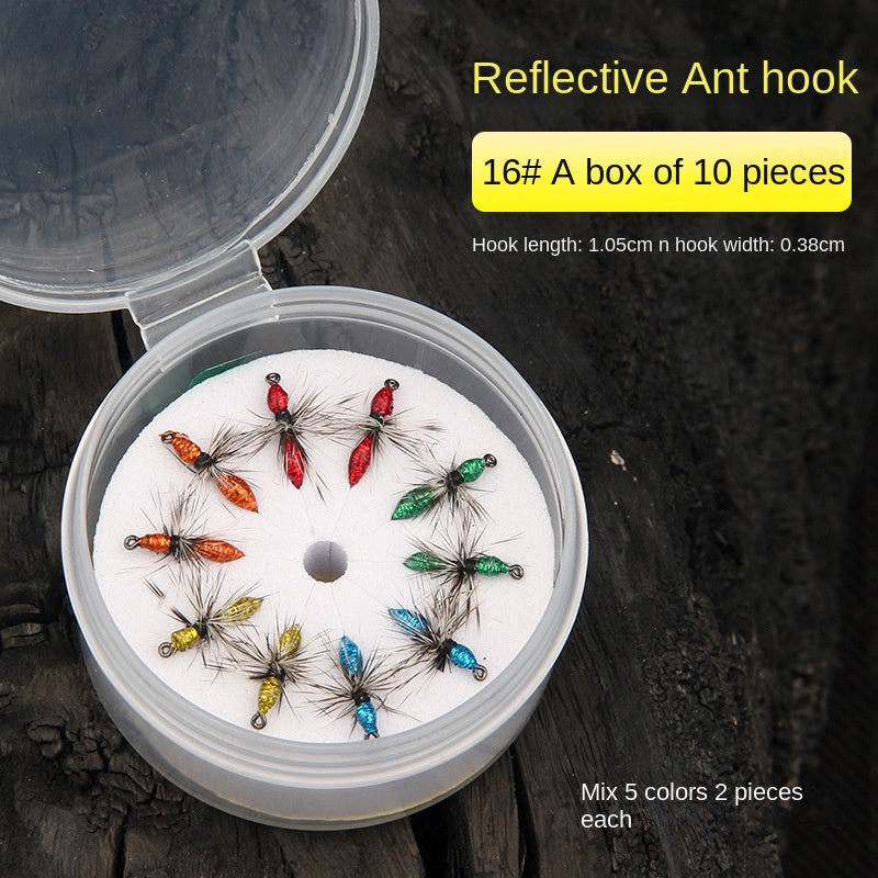 Griffith Reflective Ant Fly Fishing Hook Feather Lure Poison Ant Horse Mouth White Strip Micro Handmade Set Lure Bait