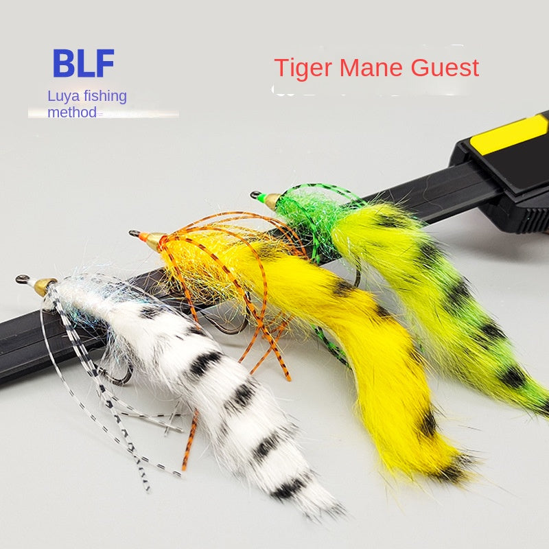 Tiger Striped Bristle Lure with Fly Hook Lure Bait Imitation Bait Fishing Gear Bait Fly Hook