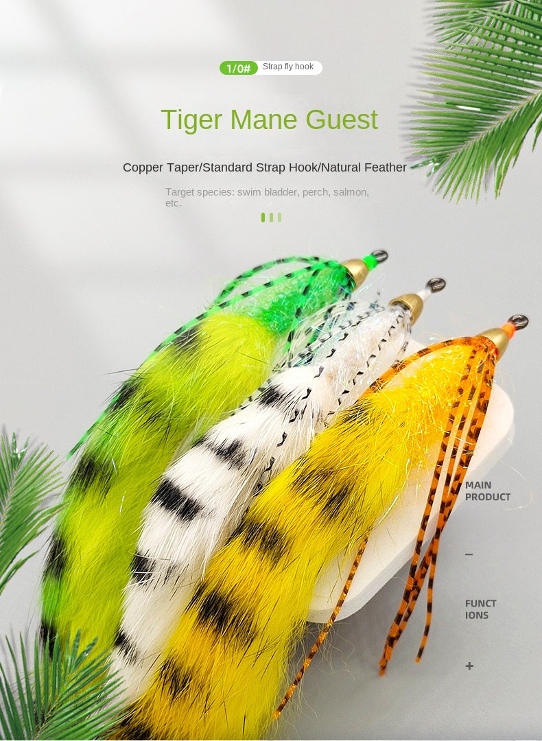 Tiger Striped Bristle Lure with Fly Hook Lure Bait Imitation Bait Fishing Gear Bait Fly Hook