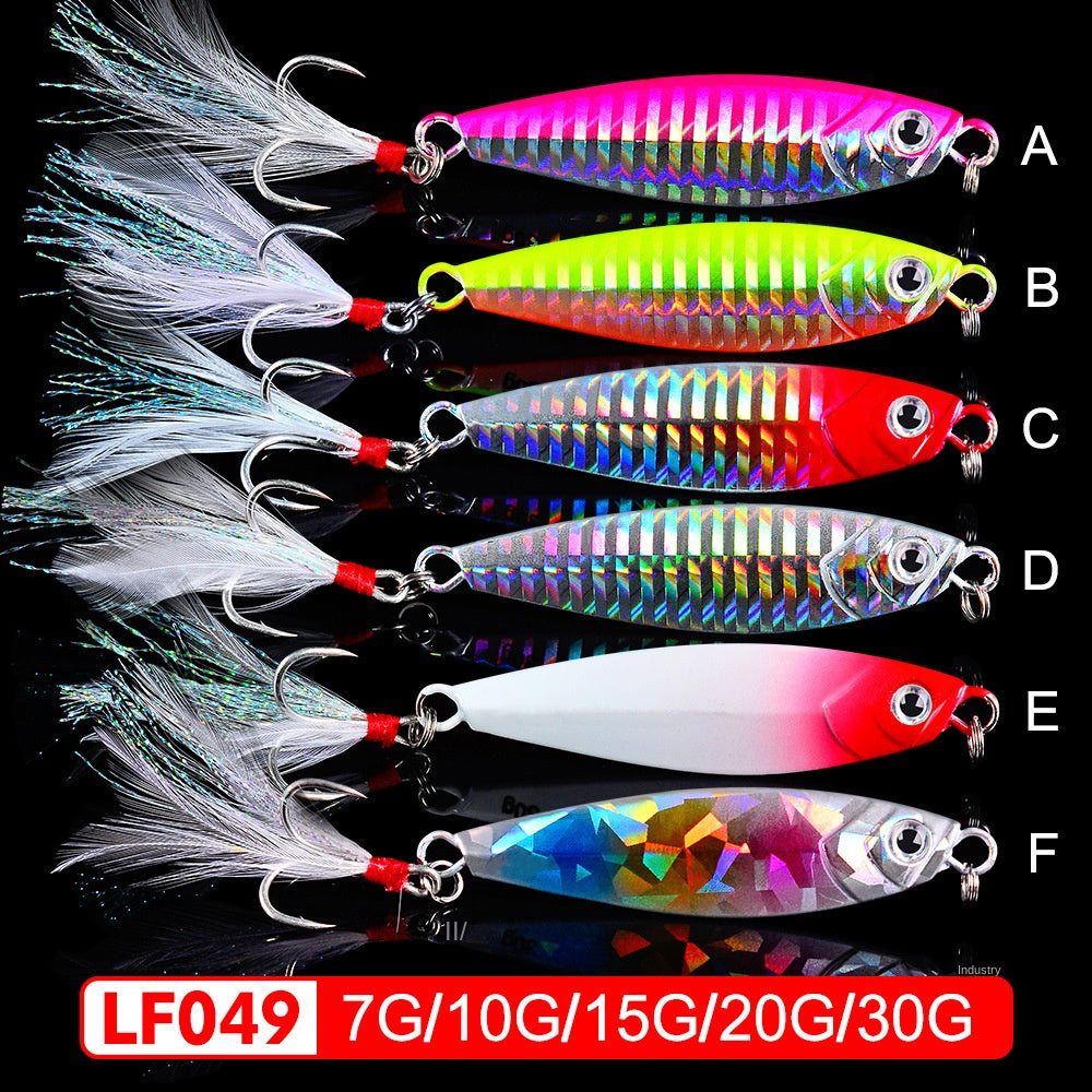 Luya Bait Fish Lead Iron Plate with Blood Trough Hook Metal Lure Lure Bait Slow Shake Bait Fishing Gear Fishing Tackle