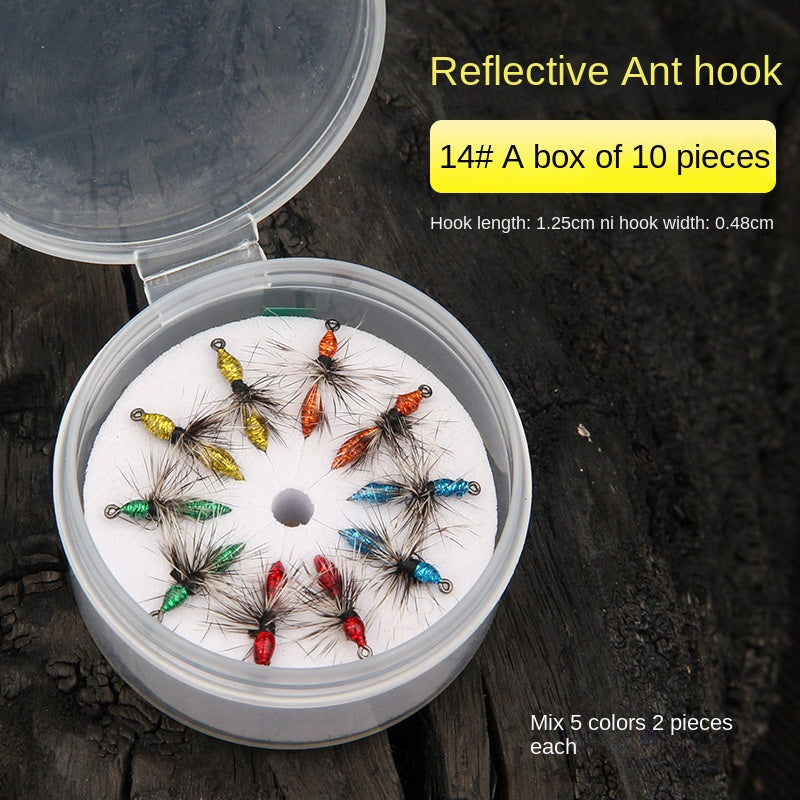 Griffith Reflective Ant Fly Fishing Hook Feather Lure Poison Ant Horse Mouth White Strip Micro Handmade Set Lure Bait