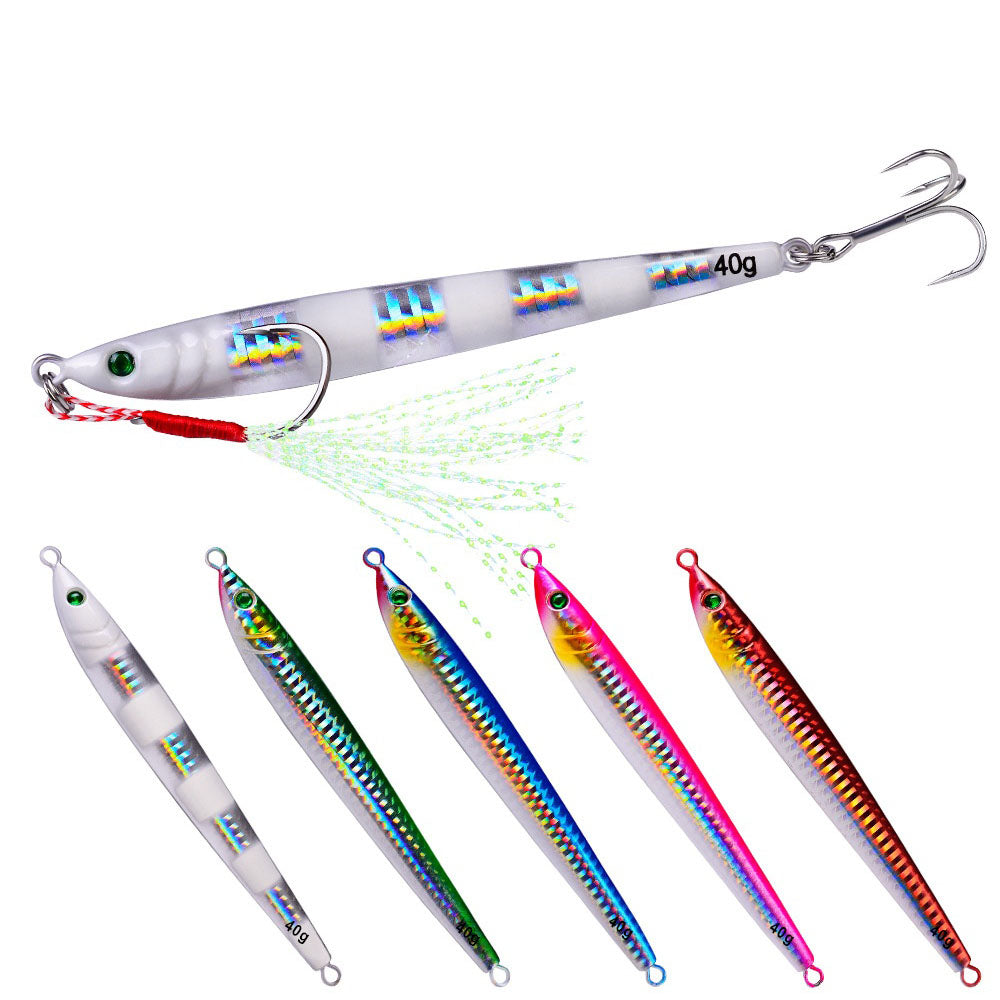 Brand Sea Fishing Metal Fish Lead Luya Bait 5 Color Hook Iron Plate Lure Luminous Lure Superbait Fishing Gear Wholesale