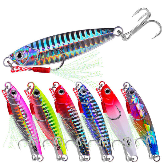 Luya Bait Fish Lead Iron Plate with Blood Trough Hook Metal Lure Lure Bait Slow Shake Bait Fishing Gear Fishing Tackle