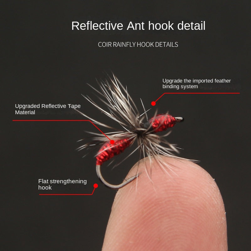 Griffith Reflective Ant Fly Fishing Hook Feather Lure Poison Ant Horse Mouth White Strip Micro Handmade Set Lure Bait