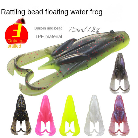 Cross-Border Ring Bead Floating Frog Lure Soft Bait Surface Frog 75mm 7.8g for Black Bass and Topmouth Culter