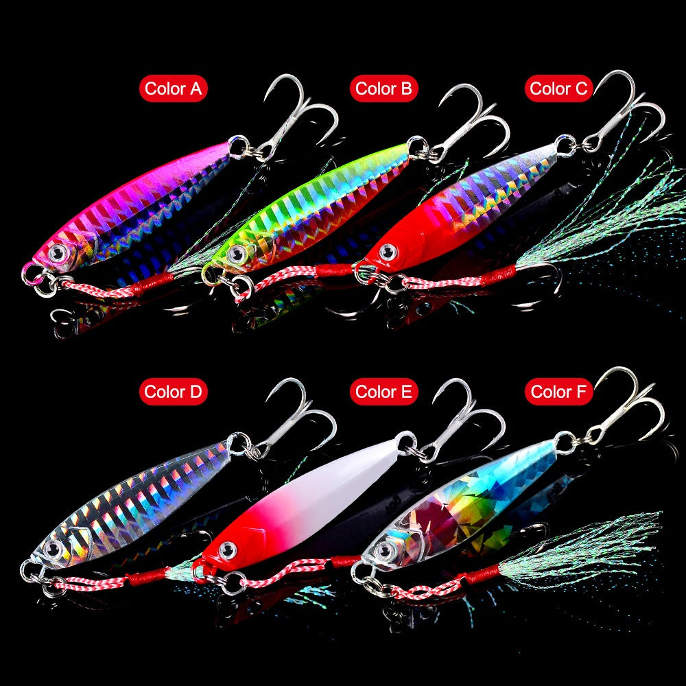 Luya Bait Fish Lead Iron Plate with Blood Trough Hook Metal Lure Lure Bait Slow Shake Bait Fishing Gear Fishing Tackle