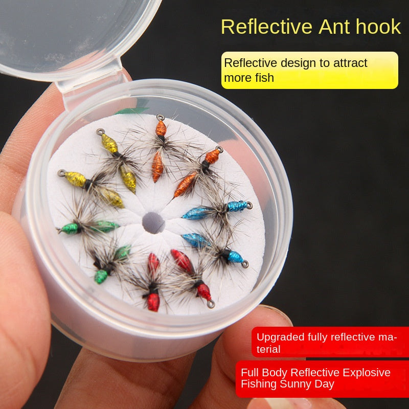 Griffith Reflective Ant Fly Fishing Hook Feather Lure Poison Ant Horse Mouth White Strip Micro Handmade Set Lure Bait