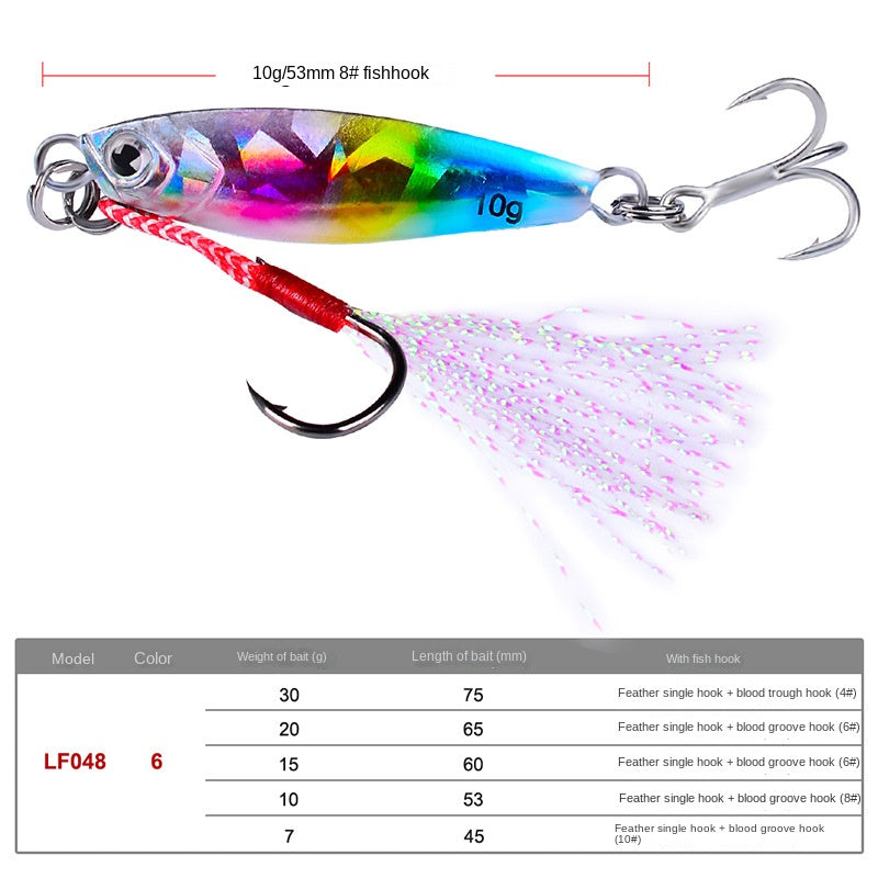 Luya Bait Fish Lead Iron Plate with Blood Trough Hook Metal Lure Lure Bait Slow Shake Bait Fishing Gear Fishing Tackle