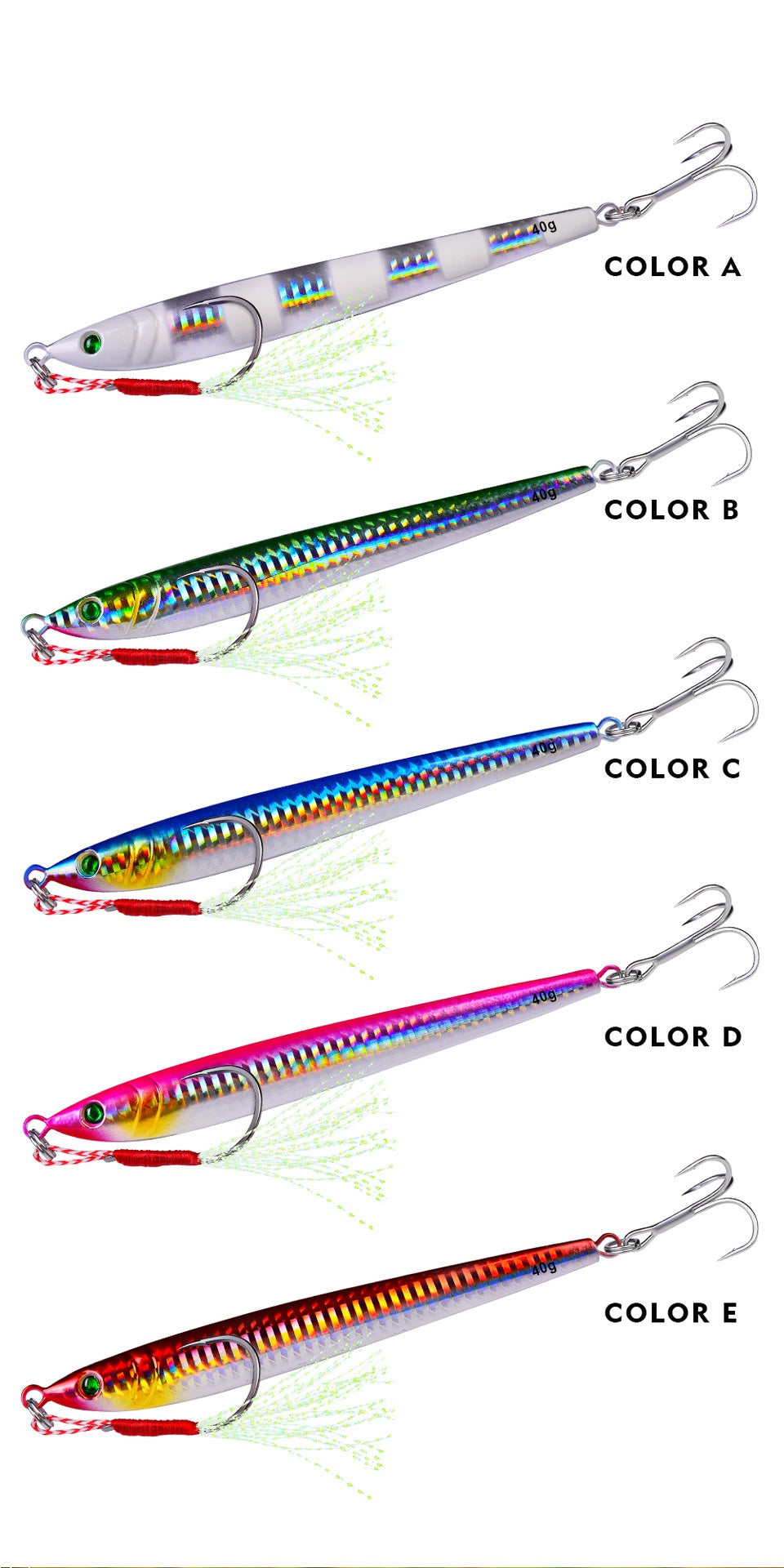 Brand Sea Fishing Metal Fish Lead Luya Bait 5 Color Hook Iron Plate Lure Luminous Lure Superbait Fishing Gear Wholesale