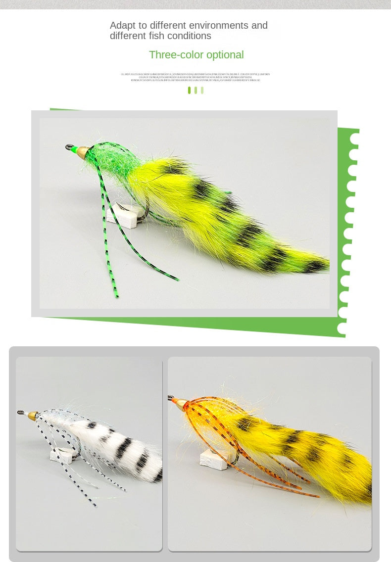 Tiger Striped Bristle Lure with Fly Hook Lure Bait Imitation Bait Fishing Gear Bait Fly Hook