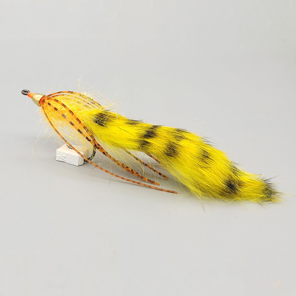 Tiger Striped Bristle Lure with Fly Hook Lure Bait Imitation Bait Fishing Gear Bait Fly Hook