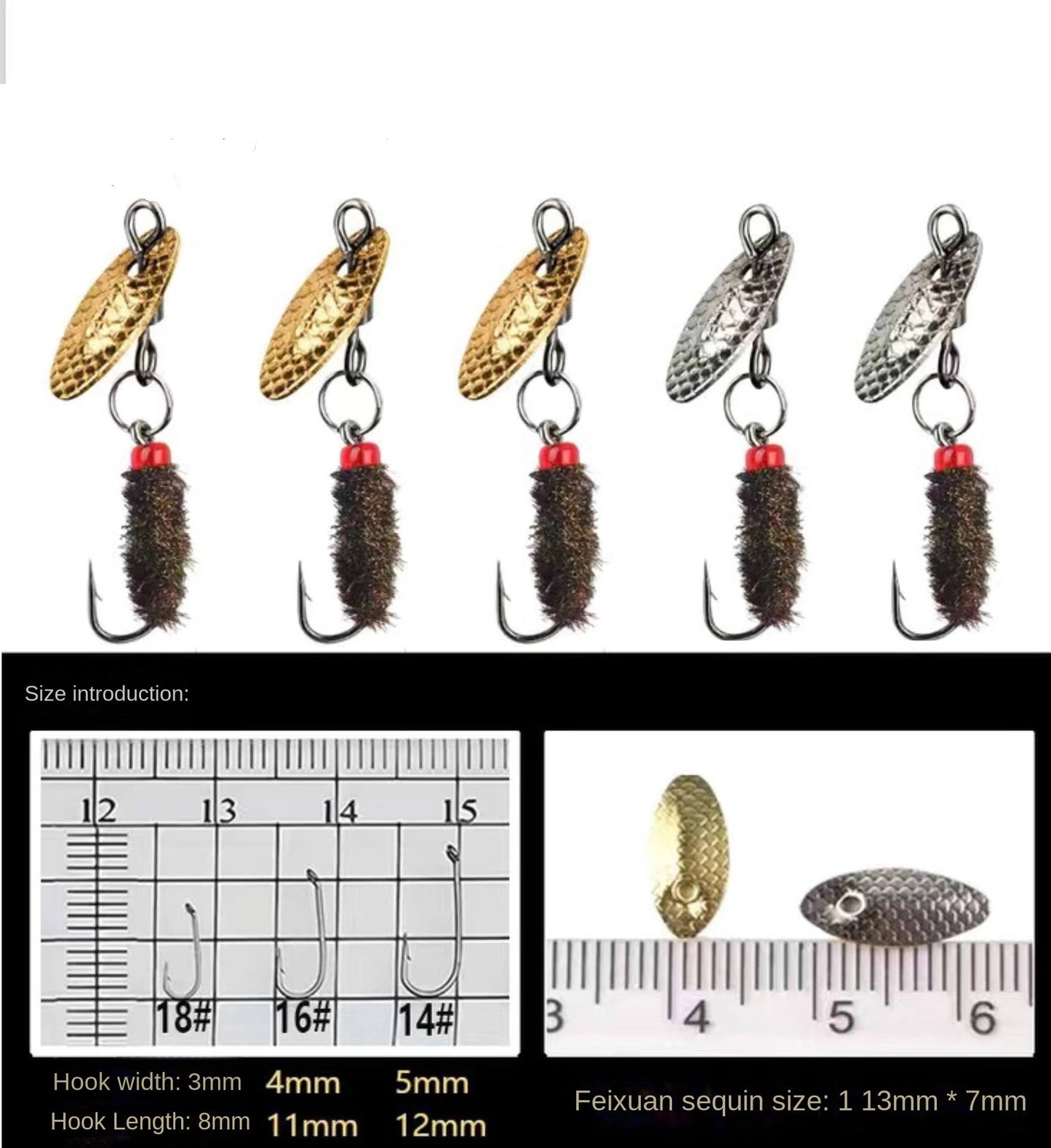 Poisonous Mosquito Fly Hook Double Hook Modified Spinning Lure Spinnerbait Shiner Bait Set for Horse Mouth White Strip Small Spinning Fake Bait