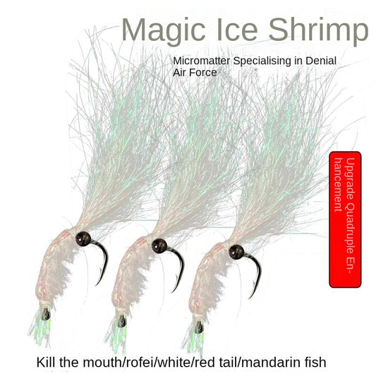 Iridescent Ice Silk Shrimp Lure Fishing Set Casting Aid for Whitebait, Bluegill, and Topmouth Culter Shrimp Bait Micro Lure Fly Fishing Hook