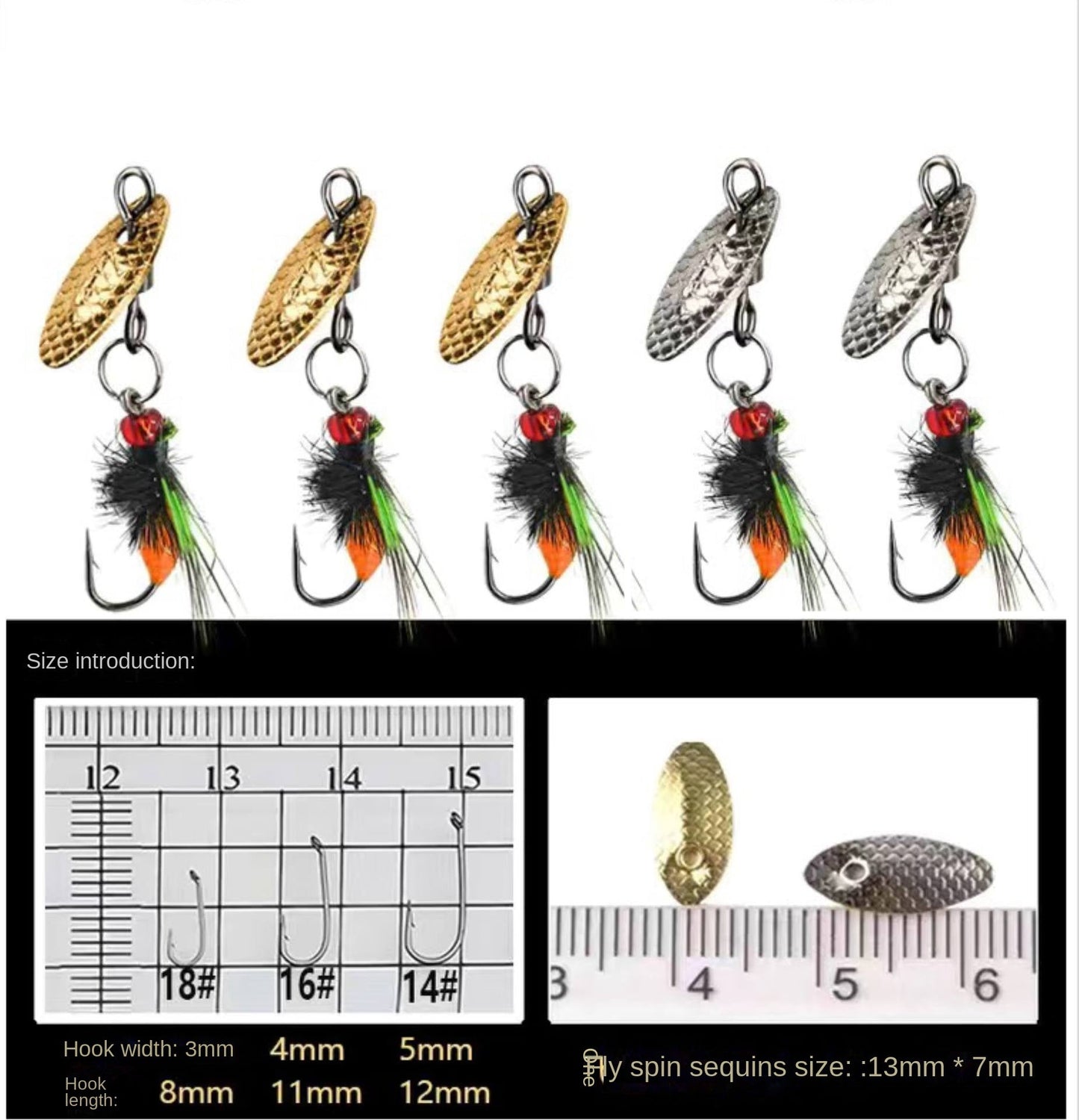 Poisonous Mosquito Fly Hook Double Hook Modified Spinning Lure Spinnerbait Shiner Bait Set for Horse Mouth White Strip Small Spinning Fake Bait